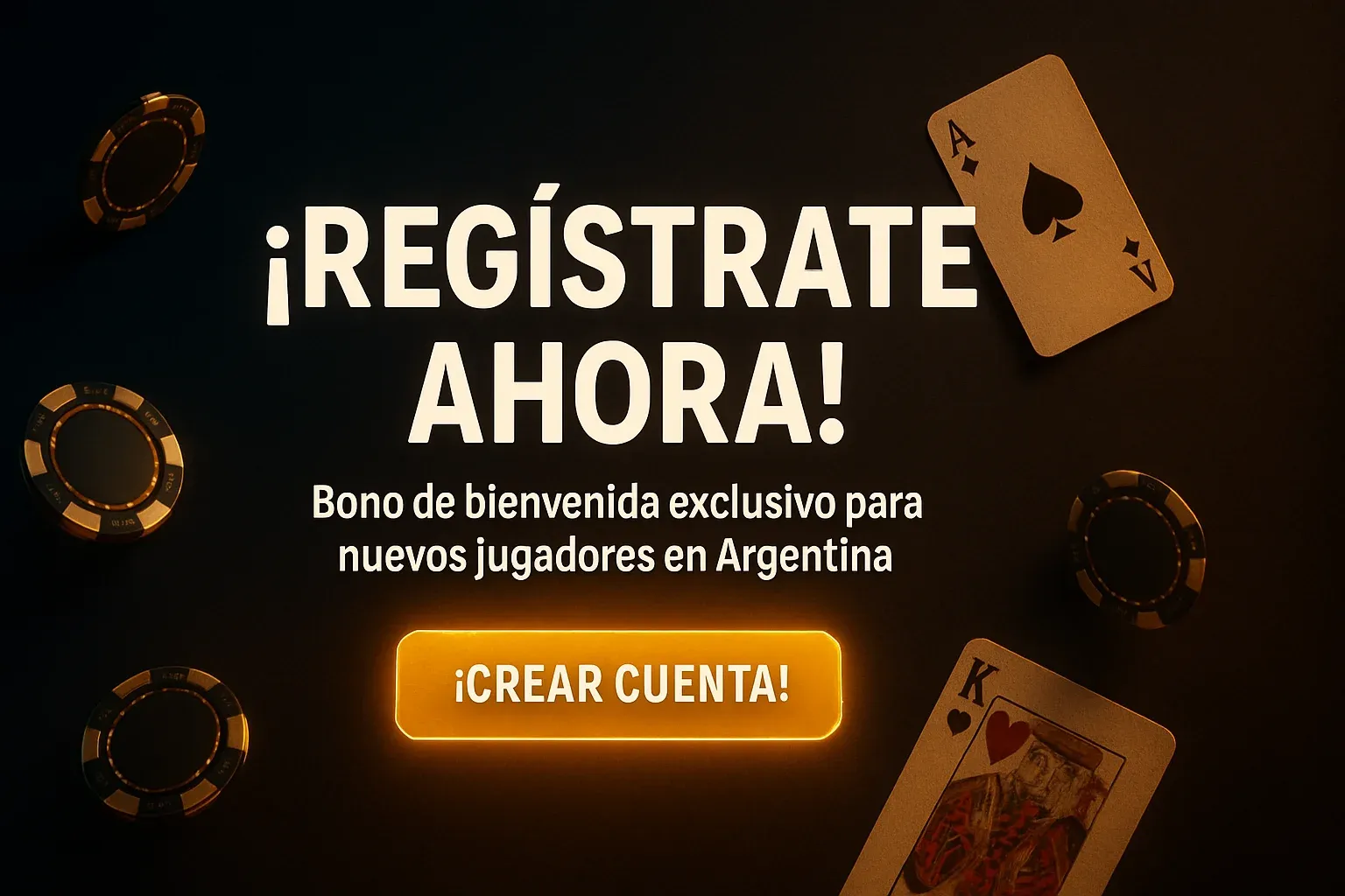 Banner de casino en español con bono de bienvenida para Argentina